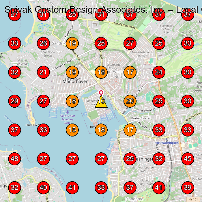 Spivak Custom Design Associates, Inc. GeoGrid visibility map for Kitchen Remodeler in Great Neck